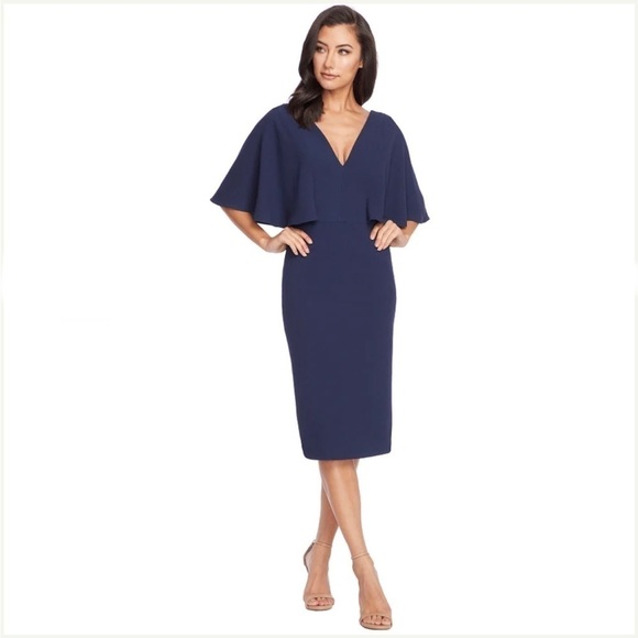 Dress The Population Louisa Butterfly Sleeve Cocktail Dress Navy XS - Picture 1 of 14